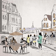 Carta da parati francese Paris café en terrasse