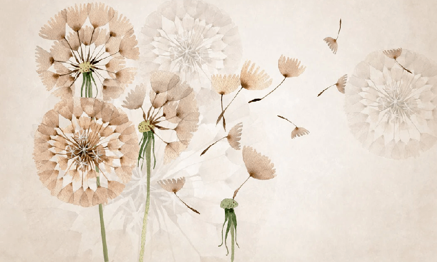 Papier peint fleur pissenlit - Muralconcept