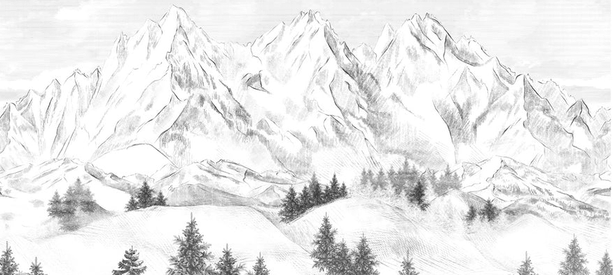 Papier peint montagne sommets de Chamonix - Muralconcept
