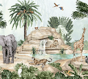 Papier peint enfant oasis animale - Muralconcept