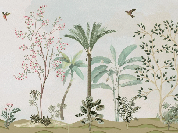 Papier peint chinoiserie jungle - Muralconcept