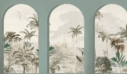 Papier peint arches luxuriantes vert - Muralconcept