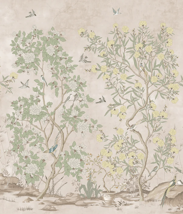 Papel pintado Panoramic chinoiserie garden - Muralconcept