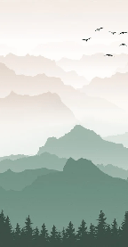 Carta da parati montagna nella nebbia terracotta