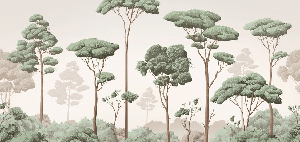 Papier peint brise légère pinède - Muralconcept