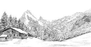 Papier peint montagne Suisse - Dent d'Oche - Muralconcept