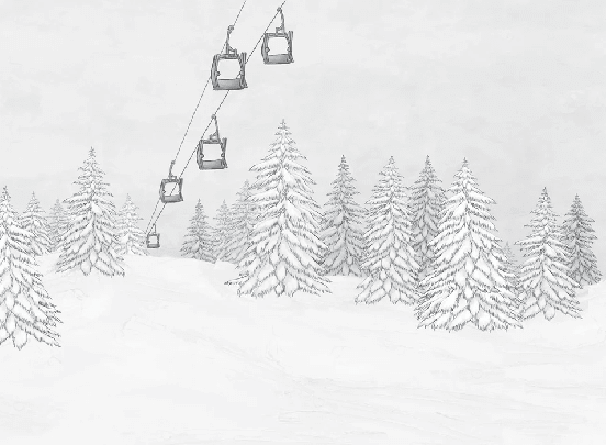 Papier peint montagne télécabine noir & blanc - Muralconcept