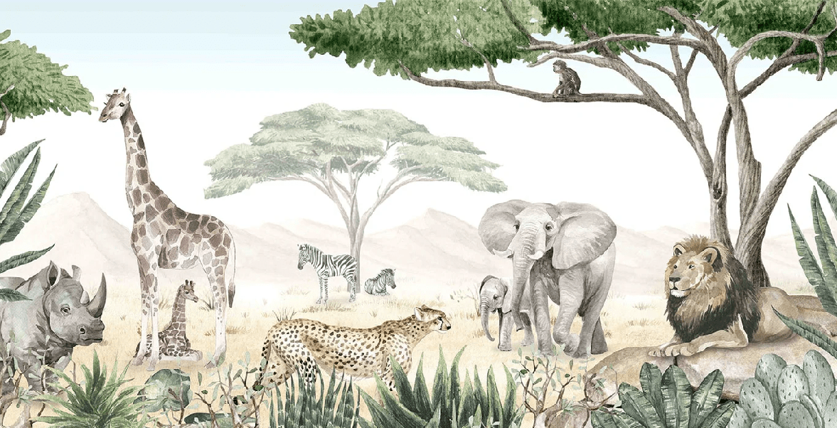 Carta da parati della savana per bambini
