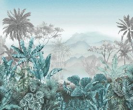 Papier peint tendance tropical bleu, XXL, tendance