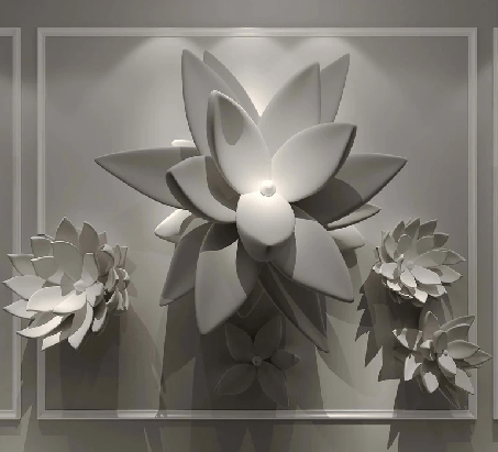 Papier peint 3D fleur cadre - Muralconcept