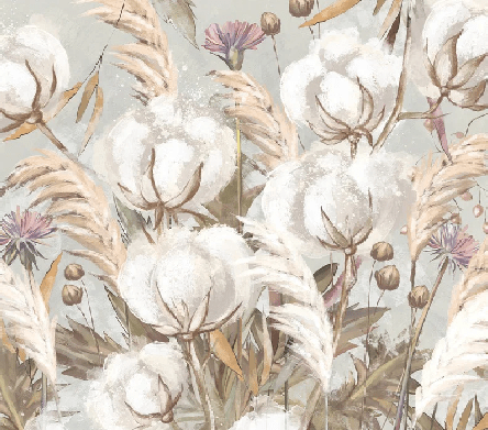 Papier peint panoramique fleur coton