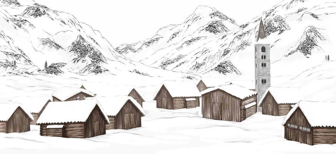 Papier peint village val d'Isère, XXL, tendance