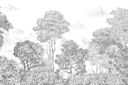 Forêts et Monts Crayonnés panoramic wallpaper - Muralconcept