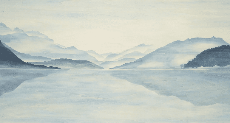 Papier Peint Vue Grand Albigny | Les Bleus du Lac® - Muralconcept