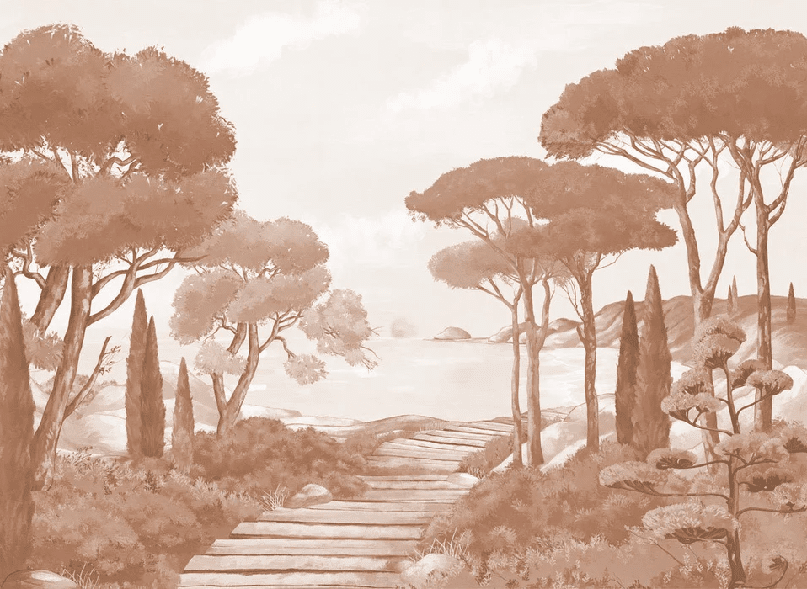 Papier peint balade dans les calanques terracotta - Muralconcept