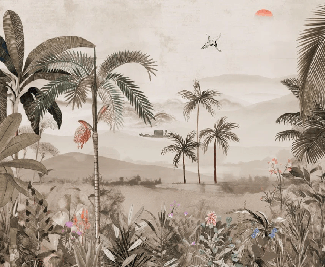 Papier peint l'art de la jungle peint, XXL, tendance