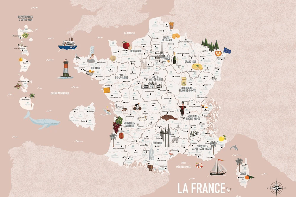 Carta da parati per bambini Francia rosé