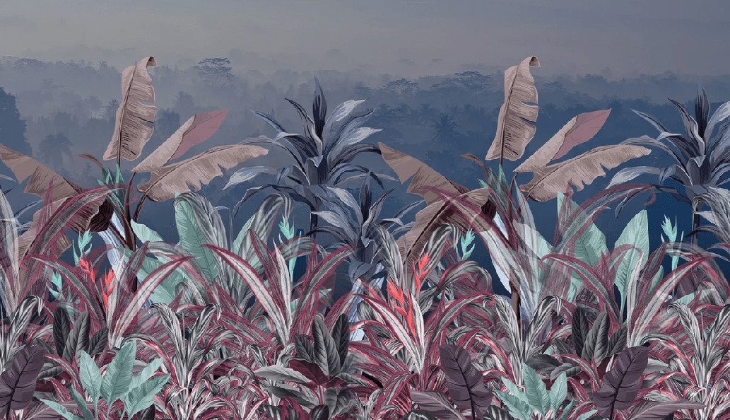 Panoramic botanical wallpaper, XXL, tendance