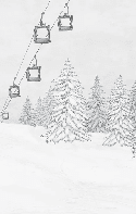 Papier peint montagne télécabine noir & blanc - Muralconcept