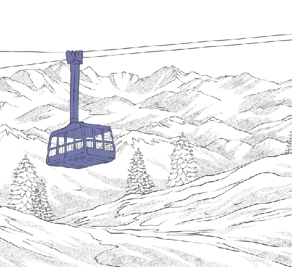 La Plagne telecabine wallpaper blue - Muralconcept