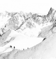 Papier peint alpinisme la cordée - Vallée blanche - Muralconcept
