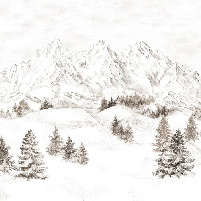 Carta da parati con montagne delle Alpi