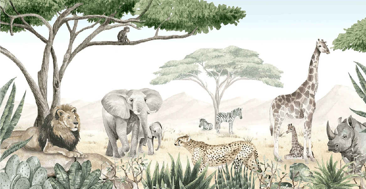 Carta da parati della savana per bambini