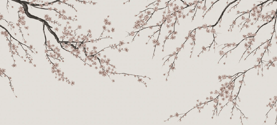 Papier peint panoramique Sakura beige - Muralconcept