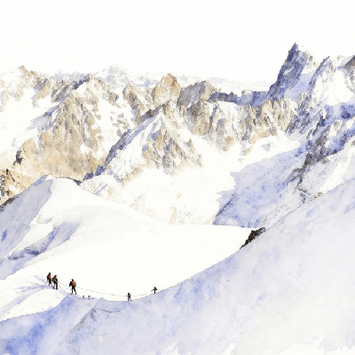 Papier peint alpinisme la cordée - Vallée blanche - Muralconcept