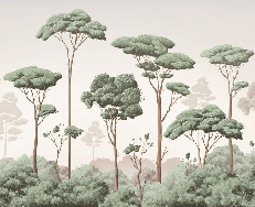 Papier peint brise légère pinède - Muralconcept
