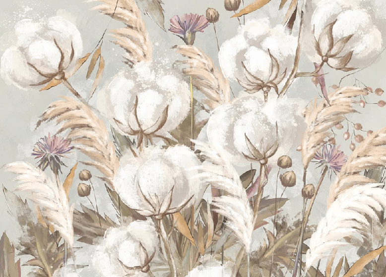 Papier peint panoramique fleur coton
