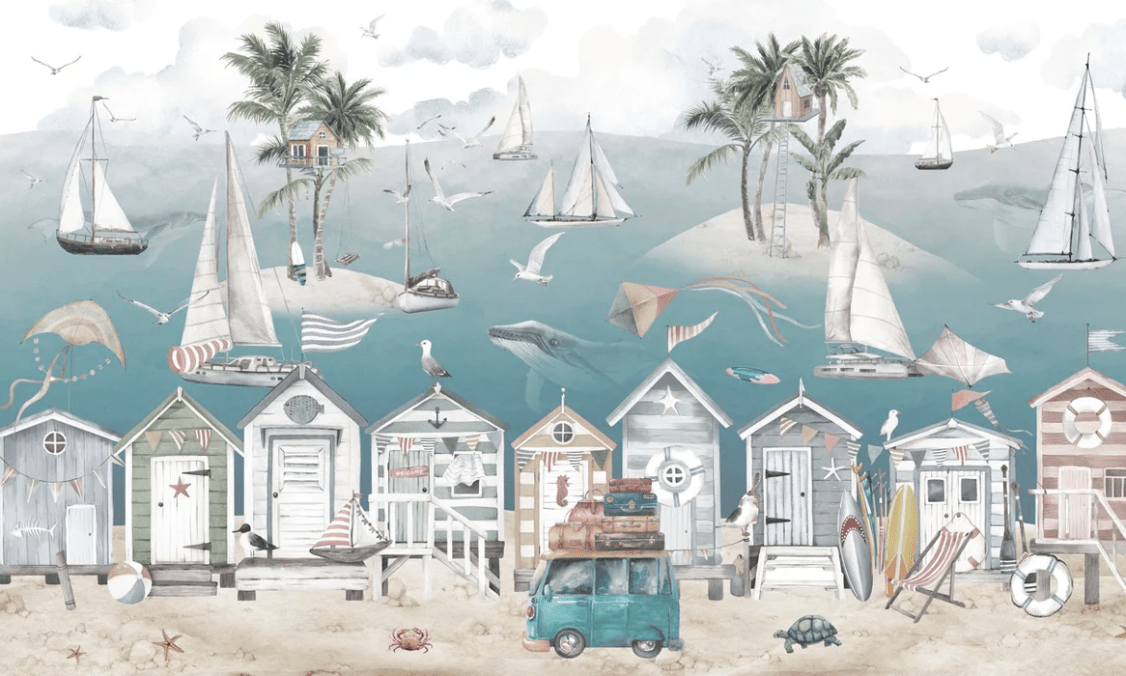 Carta da parati per la cameretta dei bambini - Cabane des mers