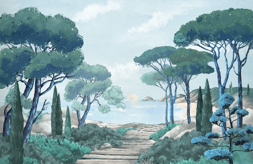 Papier peint balade dans les calanques - Muralconcept