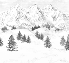 Papier peint montagne sommets de Chamonix - Muralconcept
