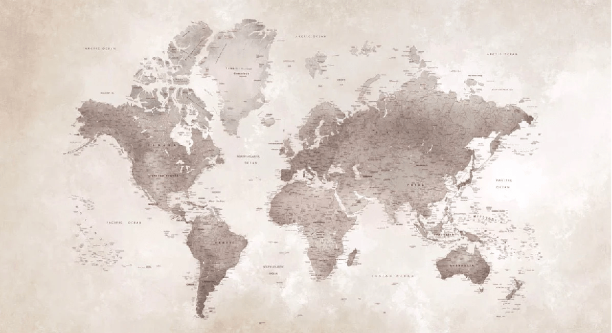 Carta da parati con mappa del mondo senza tempo