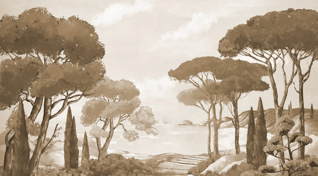 Papier peint balade dans les calanques monochrome - Muralconcept