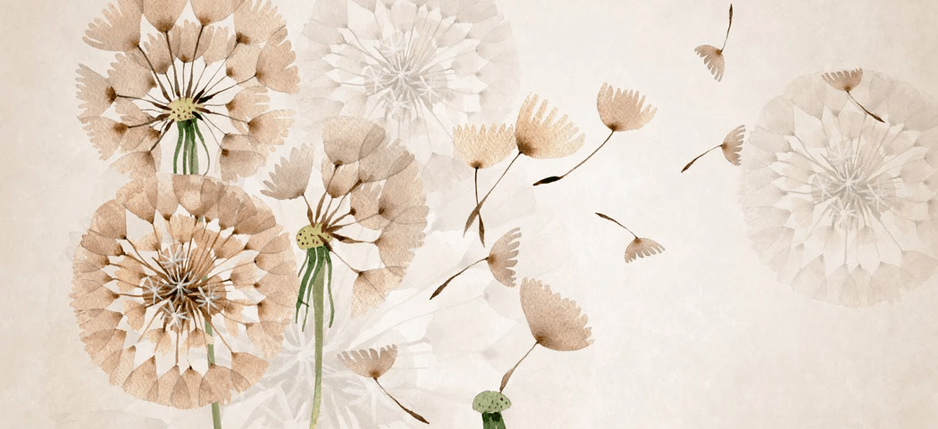 Papier peint fleur pissenlit, XXL, tendance