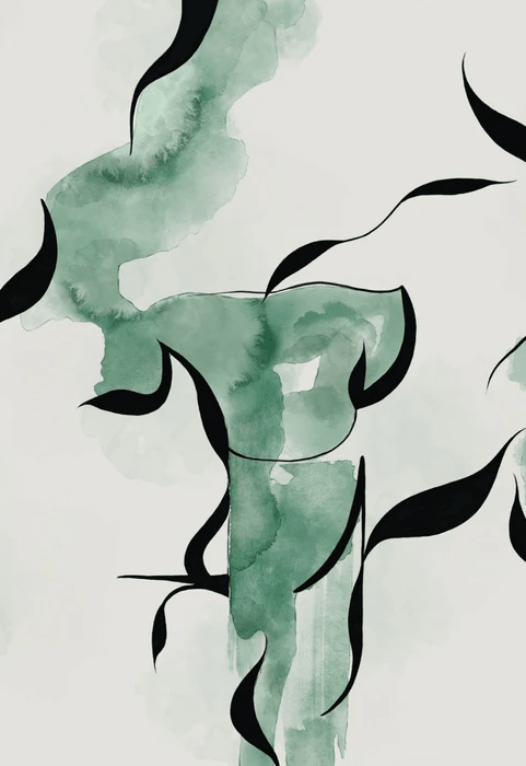 Papier peint abstrait moderne – Abstract Green Flow - Muralconcept