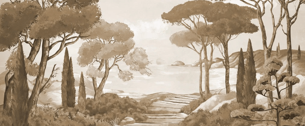Papier peint balade dans les calanques monochrome - Muralconcept