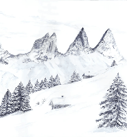 Papier peint aquarelle d’un rêve Alpin - Muralconcept