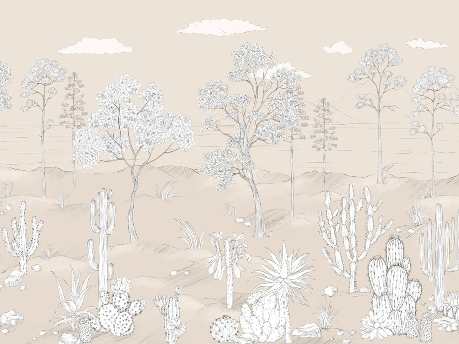 Papier peint oasis cactus tropical - Muralconcept