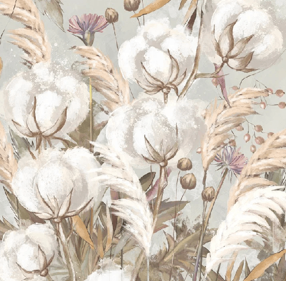 Papier peint panoramique fleur coton