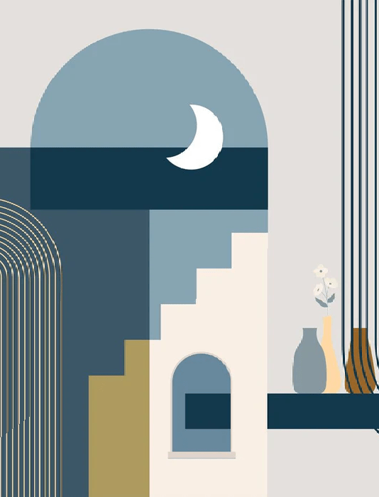 Papier peint arche bleu graphique - Muralconcept