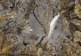 Papier peint panoramique paon blanc impérial - Muralconcept