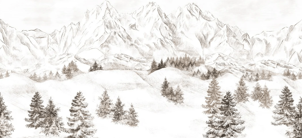 Carta da parati con motivo montagna massiccia delle Alpi