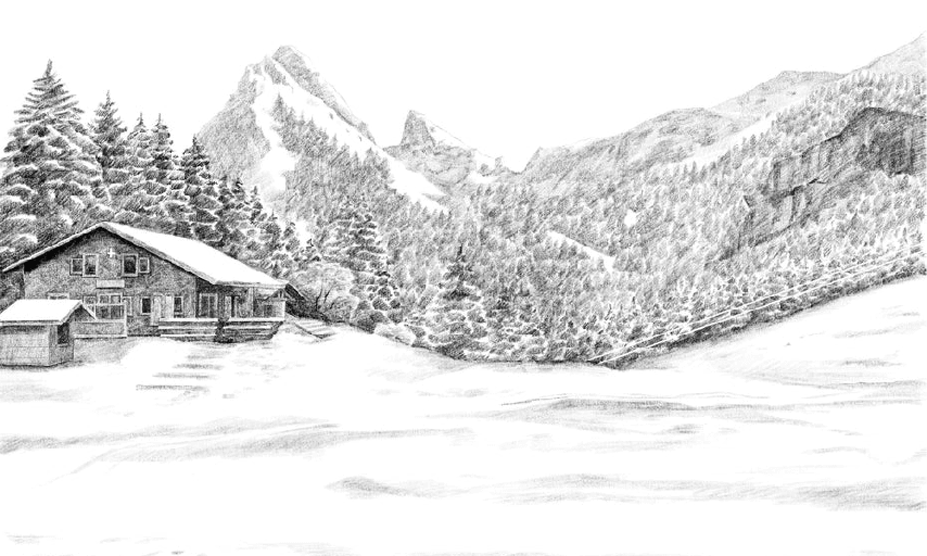 Papier peint montagne Suisse - Dent d'Oche - Muralconcept