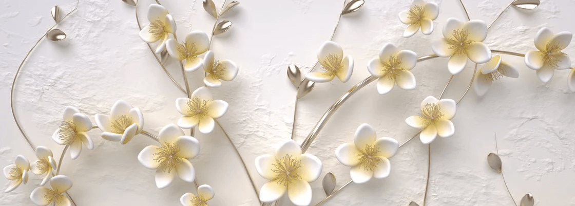 Carta da parati fiori bianchi 3D