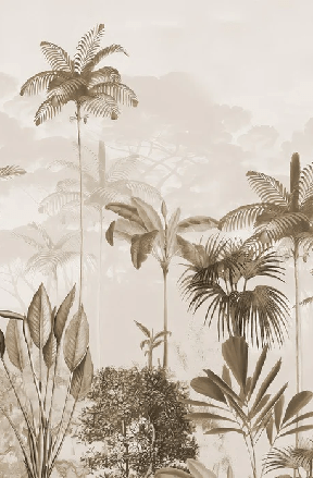 Papier peint panoramique jungle eden sépia - Muralconcept