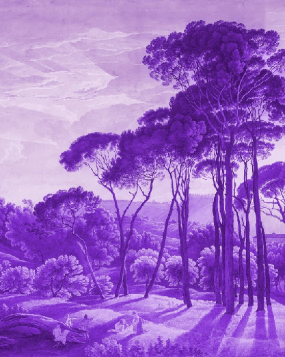 Papier peint paysage historique italien violet - Muralconcept