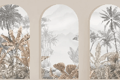 Papier peint arches tropicales sépia - Muralconcept